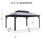 Apollo 12 Ft. X 16 Ft. Wood like Aluminum Hardtop Gazebo with Galvanized Steel Roof and Mosquito Net