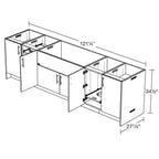 Miami Pitch Black 17-Piece 121.25 In. X 34.5 In. X 28 In. Outdoor Kitchen Cabinet Island Set