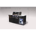 Premium 70" Black Stainless Steel Outdoor Kitchen Island with Refrigerator + 32"W 4-Burner BBQ Grill with Rear Burner