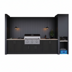 Miami Pitch Black 17-Piece 121.25 In. X 34.5 In. X 28 In. Outdoor Kitchen Cabinet Island Set
