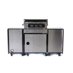 Premium 70" Black Stainless Steel Outdoor Kitchen Island with Refrigerator + 32"W 4-Burner BBQ Grill with Rear Burner