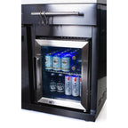 Premium 70" Black Stainless Steel Outdoor Kitchen Island with Refrigerator + 32"W 4-Burner BBQ Grill with Rear Burner