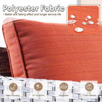 Milan Gray 8-Piece Wicker Outdoor Patio Rectangular Fire Pit Seating Sofa Set and with Orange Red Cushions