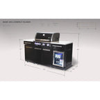 Premium 70" Black Stainless Steel Outdoor Kitchen Island with Refrigerator + 32"W 4-Burner BBQ Grill with Rear Burner