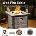 Michigan 6-Piece Wicker Outdoor Patio Fire Pit Seating Sofa Set and with Orange Red Cushions and Swivel Rocking Chairs