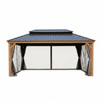 Apollo 12 Ft. X 20 Ft. W Wood like Aluminum Hardtop Gazebo with Galvanized Steel Roof and Mosquito Net