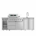 46 In. 4-Burner 72,000 BTU Stainless Steel Outdoor Kitchen BBQ Grill Island, Wine Refrigerator, Rotisserie, in Sliver